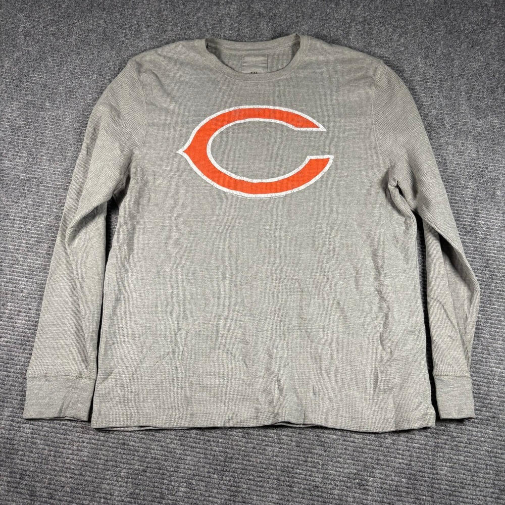 NFL Chicago Bears Thermal Shirt Mens XXL Gray Excellent Waffle Knit Long Sleeve